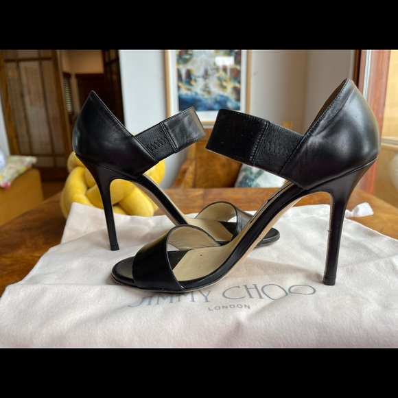 Jimmy Choo leather black heels. Great condition. Includes box and dust bag.